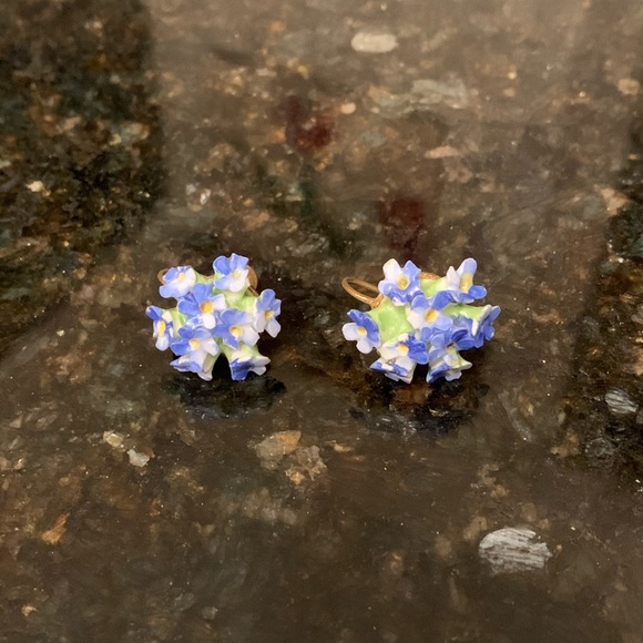 Vintage Porcelain Flower Earrings Denton England - Picture 2 of 5